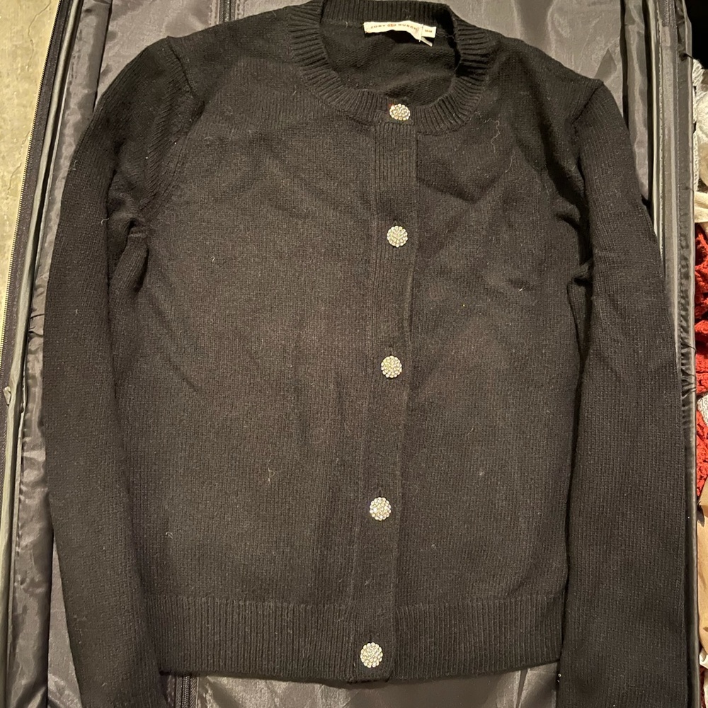 Tory Burch black wool rhinestones cardigan